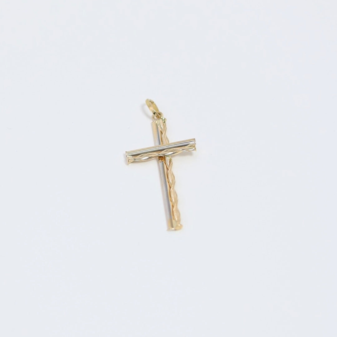 Twisted Two-Tone Cross Pendant