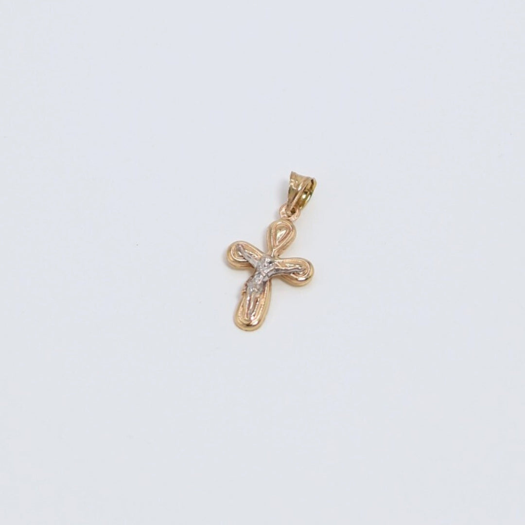 Rounded Two-Tone Cross Pendant